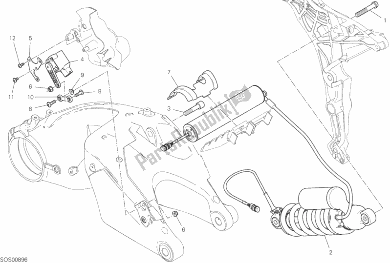 All parts for the Rear Shock Absorber of the Ducati Multistrada 1260 S ABS 2020